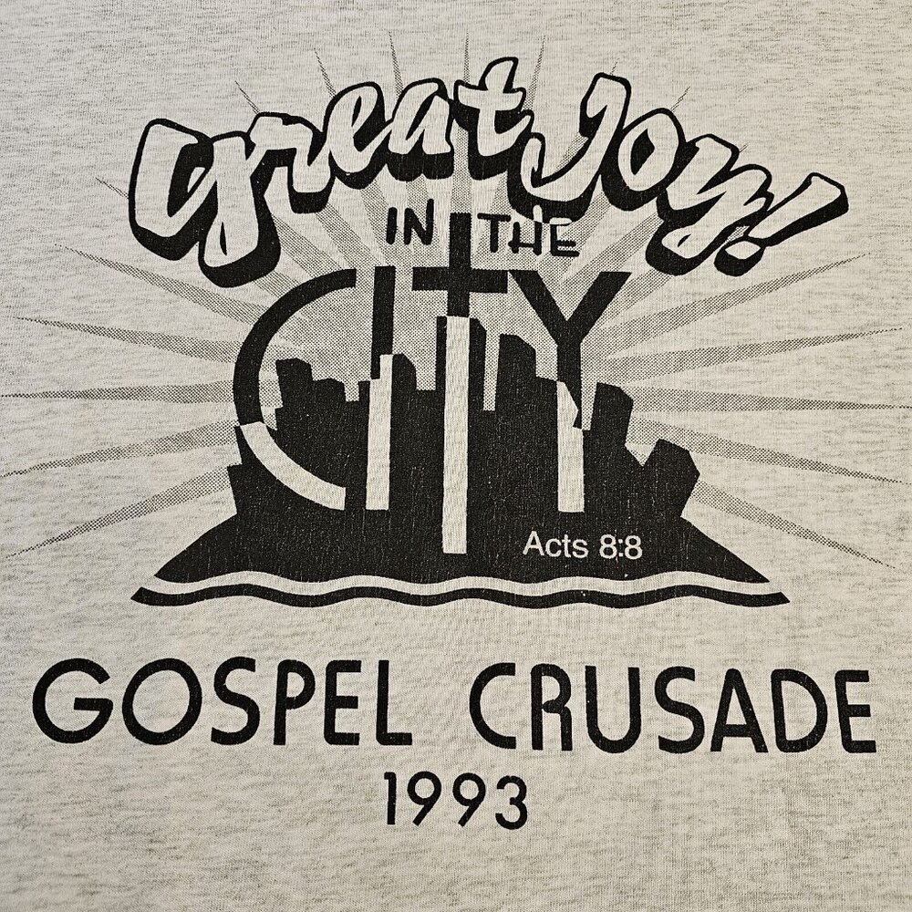 Vintage 90s Religious Jesus Tee Tshirt Large Christian City Gospel Crusade - Picture 2 of 10